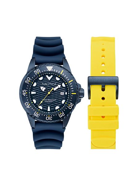 Nautica Zegarek Sporty SET NAPSDS506 Granatowy. Niebieskie, analogowe zegarki męskie Nautica. Za 799.99 zł.