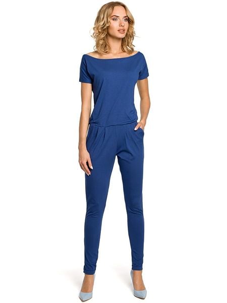 Made of emotion Kombinezon w kolorze niebieskim rozmiar: S. Niebieskie kombinezony damskie Made Of Emotion, s, bez wzorów, bez kołnierzyka, bez ramiączek. Za 95.92 zł.