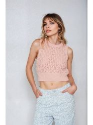 Monki Top w kolorze jasnoróżowym rozmiar: XS. Różowe topy damskie Monki, xs, bez wzorów, bez kołnierzyka. Za 39.99 zł.