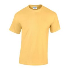 Ciężka Bawełniana Koszulka Unisex Dla Dorosłych. Żółte bluzki damskie Gildan, xl, bez wzorów, z bawełny, sportowe, bez kołnierzyka, bez ramiączek. Za 30.99 zł.