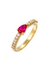 Elli Damski kształt kropli elegancki z syntetycznym rubinem i cyrkoniami z pozłacanego srebra próby 925 Sterling Silver Pierścionki 1 ct. Szare pierścionki damskie Elli, z cyrkonią, pozłacane. Za 228.99 zł.
