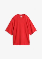 T-shirt oversize z czystej bawełny organicznej. Czerwone t-shirty damskie bonprix, bez wzorów, z bawełny, bez kołnierzyka. Za 89.99 zł.