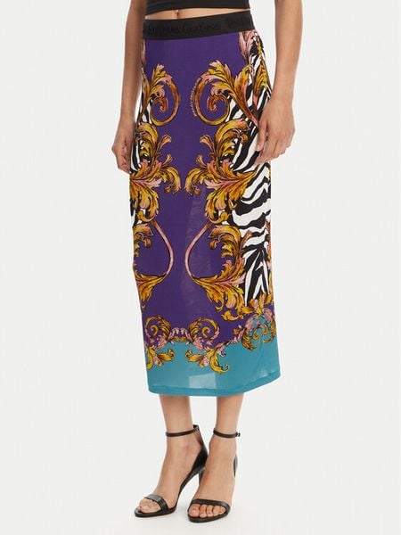 Versace Jeans Couture Spódnica ołówkowa 78HAE8P6 Fioletowy Slim Fit. Fioletowe spódniczki damskie Versace Jeans Couture, bez wzorów, z jeansu, ołówkowe. Za 939.99 zł.
