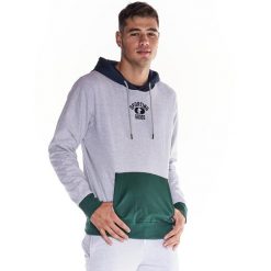 Trójkolorowa bluza z kapturem College dla mężczyzn. Szare bluzy sportowe męskie LEONE 1947 APPAREL, l, z tkaniny. Za 109.99 zł.