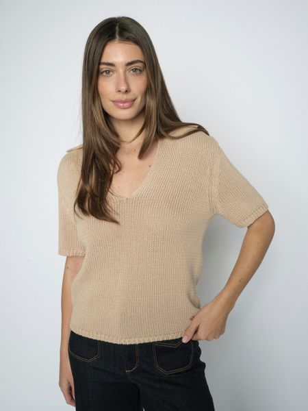 MOS MOSH koszulka z dzianiny - MMArin Kobiety Bawełna (100%) brązowy, L. Brązowe t-shirty damskie Mos Mosh, l, bez wzorów, z bawełny, bez kołnierzyka. Za 349.95 zł.