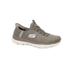 Buty SKECHERS SUMMITS-UNKNOWN TRAI SLIP-INS Brązowy. Brązowe trampki i tenisówki damskie Skechers, bez wzorów, z syntetyku. Za 382.94 zł.