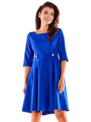 Awama Sukienka w kolorze niebieskim rozmiar: S. Niebieskie sukienki damskie Awama, s, bez wzorów, bez kołnierzyka, bez ramiączek, mini, rozkloszowane. Za 185.95 zł.