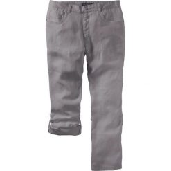 Spodnie lniane z wywijanymi nogawkami Regular Fit Straight bonprix dymny szary. Szare spodnie materiałowe męskie bonprix, bez wzorów. Za 129.99 zł.