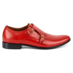 Olivier Skórzane buty wizytowe Monki 287LU czerwone. Czerwone buty wizytowe męskie z jeansu, bez zapięcia. Za 367.89 zł.