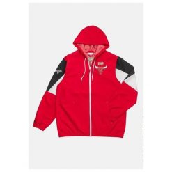 Kurtka przeciwwiatrowa z pełnym zamkiem Chicago Bulls NBA Throw It Back. Czerwone kurtki treningowe męskie Mitchell & Ness, l, bez wzorów, do koszykówki. Za 390.00 zł.
