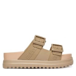 Klapki Melissa. Brązowe klapki damskie Melissa, bez wzorów, bez obcasa. Za 458.99 zł.