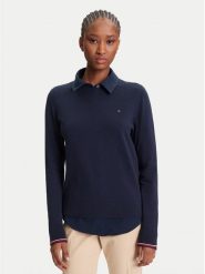Tommy Hilfiger Sweter WW0WW44984 Granatowy Regular Fit. Niebieskie swetry klasyczne damskie Tommy Hilfiger, l, z bawełny, bez kołnierzyka. Za 299.99 zł.