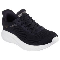Damskie BOBS SQUAD CHAOS CURRENT MUSE Slip-On Czarny. Czarne trampki i tenisówki damskie Skechers, bez wzorów, z dzianiny. Za 390.00 zł.
