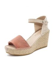 Natural world Czółenka w kolorze beżowo-czerwonym na koturnie rozmiar: 37. Brązowe czółenka damskie natural world, bez wzorów, z otwartym noskiem, bez obcasa, na koturnie. Za 173.99 zł.