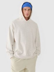 4F Bluza dresowa nierozpinana z kapturem męska - biała M. Białe bluzy sportowe męskie 4f, bez wzorów, z bawełny, klasyczne, bez kołnierzyka, bez ramiączek. W wyprzedaży za 79.99 zł.