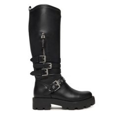 Kozaki Guess. Czarne kozaki damskie Guess, bez obcasa, na płaskiej podeszwie. Za 819.99 zł.