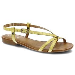 Żółte Sandały Maciejka Wygodne Skórzane Buty. Żółte sandały damskie Maciejka, bez wzorów, ze skóry, bez obcasa, na obcasie. Za 135.00 zł.