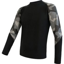 Sensor koszulka męska Merino Impress z długim rękawem czarna/Camo L. Czarne bielizna termoaktywna męska Sensor, l, bez wzorów, z materiału. Za 265.00 zł.