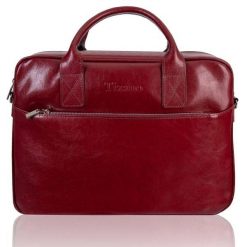 Torba męska skórzana Tizano TM06 bordowa. Czerwone torby męskie na ramię TIZANO, bez wzorów, z jeansu, na ramię. Za 427.99 zł.