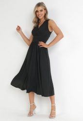 Czarna Sukienka Midi Bez Rękawów z Plisowanym Dołem Dreana. Czarne sukienki damskie Born2be, na imprezę, l, bez wzorów, eleganckie, bez kołnierzyka, bez ramiączek, midi, plisowane. W wyprzedaży za 159.99 zł.