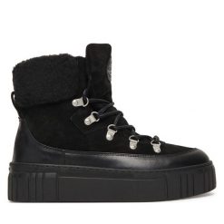 Trzewiki Gant. Czarne botki damskie Gant, bez obcasa, na płaskiej podeszwie, bez zapięcia. Za 499.99 zł.