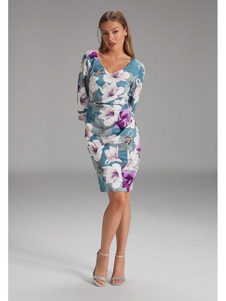 SWING Sukienka w kolorze błękitno-fioletowym rozmiar: 40. Niebieskie sukienki damskie Swing, bez wzorów, bez kołnierzyka, bez ramiączek, mini. Za 209.33 zł.