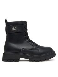 Calvin Klein Trapery Lace-Up Bootie V3A5-83420-1355 Czarny. Czarne kozaki dziewczęce CALVIN KLEIN, bez wzorów, bez obcasa. Za 534.99 zł.