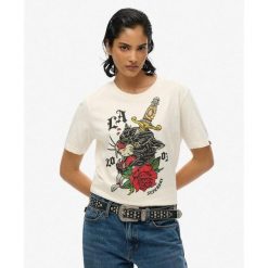 Luźna koszulka Neo Trad Tattoo. Białe bluzki sportowe damskie Superdry., bez wzorów, z bawełny, bez ramiączek. Za 151.65 zł.