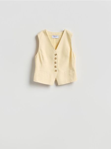 Kamizelka z wiskozą - jasnożółty. Żółte kamizelki damskie Reserved, l, z bawełny. Za 159.99 zł.