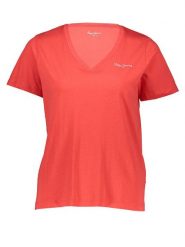 Pepe Jeans Koszulka w kolorze czerwonym rozmiar: M. Czerwone bluzki damskie Pepe Jeans, m, bez wzorów, z bawełny, bez kołnierzyka, bez ramiączek. Za 74.63 zł.