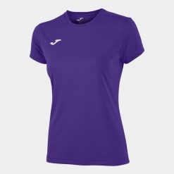 Koszulka do biegania damska Joma Combi z krótkim rękawem. Fioletowe bluzki damskie Joma, m, bez wzorów, sportowe, bez kołnierzyka, bez ramiączek. Za 59.99 zł.