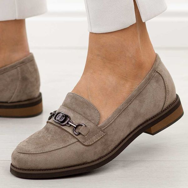 Khaki zamsz lekkie mokasyny damskie Potocki 12572. Brązowe mokasyny damskie POTOCKI, z jeansu. Za 189.00 zł.