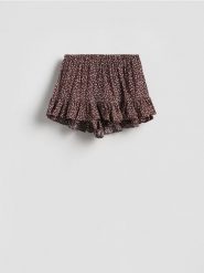 Szorty w groszki - ciemnobrązowy. Brązowe szorty damskie Reserved, bez wzorów, z wiskozy. Za 79.99 zł.