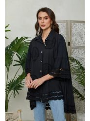 Lin Passion Koszula w kolorze czarnym rozmiar: 34/36. Czarne koszule damskie Lin Passion, bez wzorów, z bawełny, klasyczne, bez kołnierzyka, bez ramiączek. Za 173.99 zł.