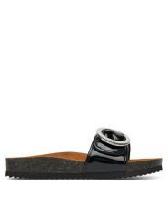 Caprice Klapki 9-27401-44 Czarny. Czarne klapki damskie Caprice, bez wzorów, z lakierowanej skóry, bez obcasa. Za 143.99 zł.