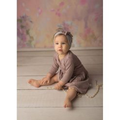 Komplet dziewczęcy - sukienka i opaska Vintage Rose 74. Czerwone sukienki dziewczęce Nanaf Organic, bez wzorów, vintage, bez ramiączek. Za 114.98 zł.