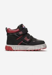 Czarno-Czerwone Botki w Sportowym Stylu Mocno Ocieplone z Rzepem Odyssa. Czarne botki dziewczęce Born2be, bez wzorów, z futra, bez ramiączek. Za 74.99 zł.