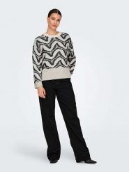 ONLY Sweter w kolorze czarno-białym rozmiar: XL. Białe swetry klasyczne damskie Only, xl, ze splotem, bez kołnierzyka. Za 70.24 zł.