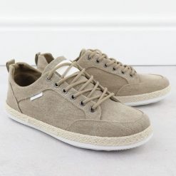 Półbuty męskie espadryle khaki Nowacki 0017-E. Brązowe półbuty męskie Nowacki, z materiału, bez zapięcia. Za 119.99 zł.