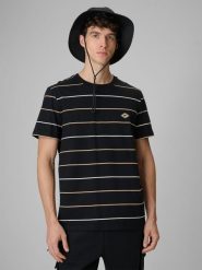 4F T-shirt regular z nadrukiem męski - czarny S. Czarne t-shirty męskie 4f, m, bez wzorów, z dzianiny, bez kołnierzyka. Za 89.99 zł.