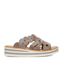 Klapki Rieker. Żółte klapki damskie Rieker, bez wzorów, bez obcasa. Za 319.99 zł.