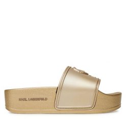 Klapki KARL LAGERFELD. Żółte klapki damskie Karl Lagerfeld, bez wzorów, bez obcasa. Za 349.99 zł.