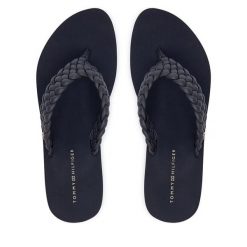 Japonki Tommy Hilfiger. Niebieskie klapki damskie Tommy Hilfiger, bez wzorów, bez obcasa. Za 209.99 zł.