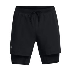 Szorty 2 w 1 Under Armour Launch 5". Czarne szorty męskie Under Armour, z dzianiny, bez kołnierzyka. Za 263.00 zł.