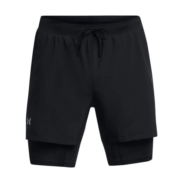Szorty 2 w 1 Under Armour Launch 5". Czarne szorty męskie Under Armour, z dzianiny, bez kołnierzyka. Za 263.00 zł.