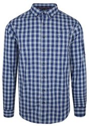 Koszula Casualowa, Granatowa w Kratkę z Kiszonką, Bawełniana, Długi Rękaw -PAKO JEANS. Niebieskie koszule męskie Pako Jeans, l, bez wzorów, z bawełny, bez kołnierzyka, bez ramiączek. Za 175.00 zł.