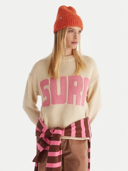 Roxy Sweter Exploring Heart ERJSW03674 Beżowy Regular Fit. Brązowe swetry klasyczne damskie Roxy, m, bez kołnierzyka. Za 349.99 zł.