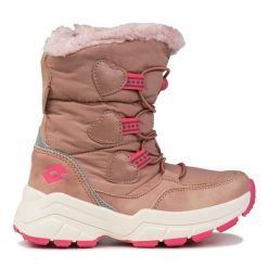 Buty dziecięce śniegowce ocieplane Lotto TRALEIKA TEX. Brązowe buty zimowe męskie Lotto, na zimę, z materiału, przed kolano, bez zapięcia. Za 149.00 zł.