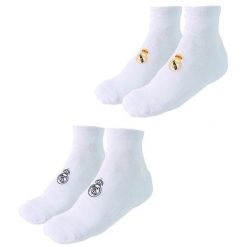 Skarpetki kibicowskie 2-pak Real Madryt. Białe skarpetki damskie Real Madrid, bez wzorów, z bawełny. Za 57.90 zł.