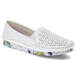 Białe Półbuty Artiker Wygodne Ażurowe Obuwie Damskie. Białe półbuty damskie Artiker, w ażurowe wzory, z materiału, eleganckie, bez obcasa. Za 189.00 zł.